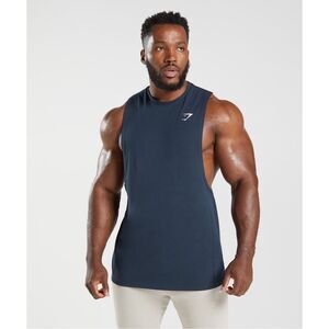 GYMSHARK Men’s Navy Sleeveless Drop Arm Training Tank Size Medium